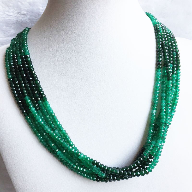 Natural Faceted Jade Stone Bead Choker Collares