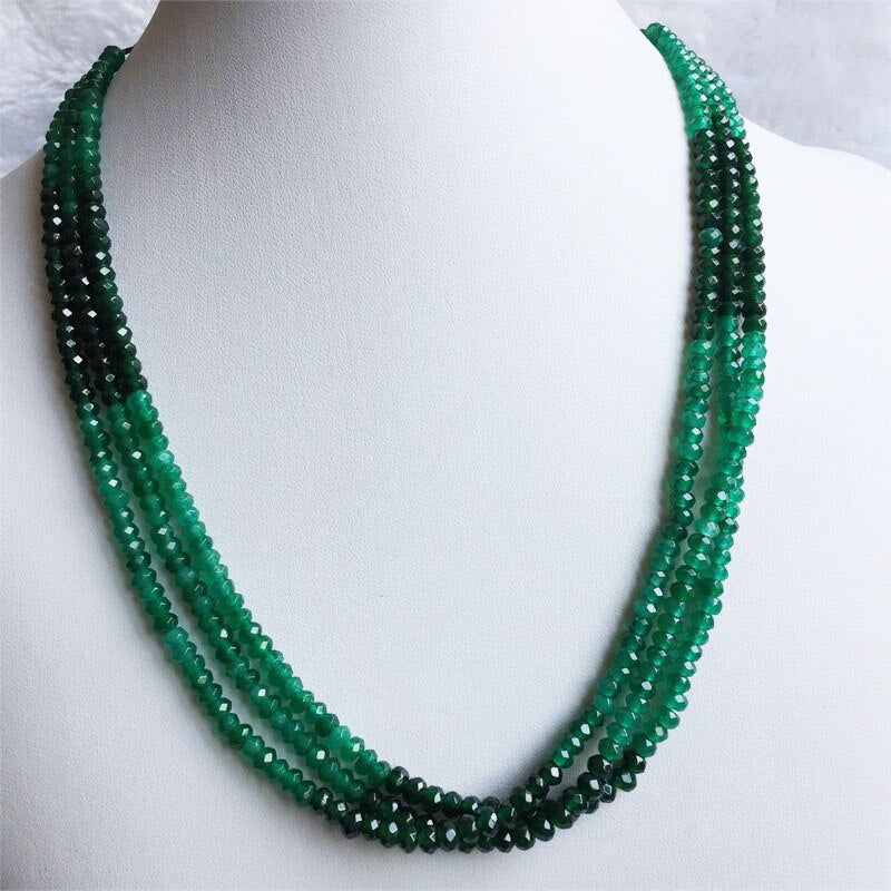 Natural Faceted Jade Stone Bead Choker Collares