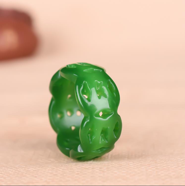 Green Jade Ring Crafts Jewelry Chinese Carved