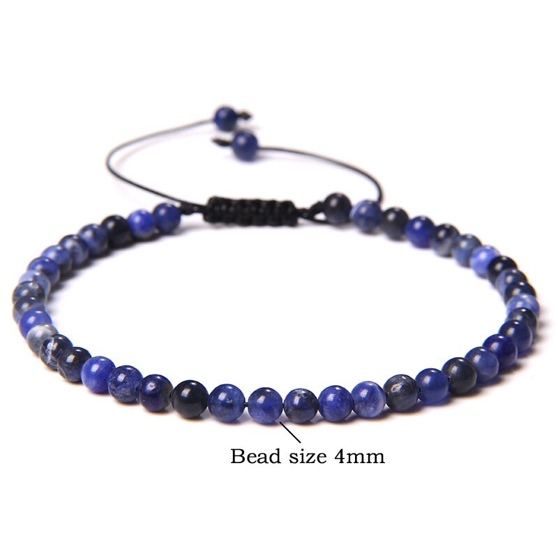 4mm Natural Stone Beads Braided Bracelet Labradorite