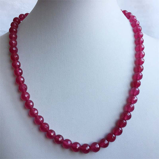 Faceted Hot Red Rubies Necklace Vintage Natural Stone