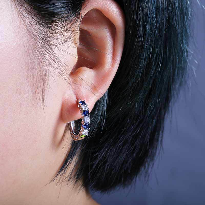 Earrings For Women With Round Sapphire Gemstones