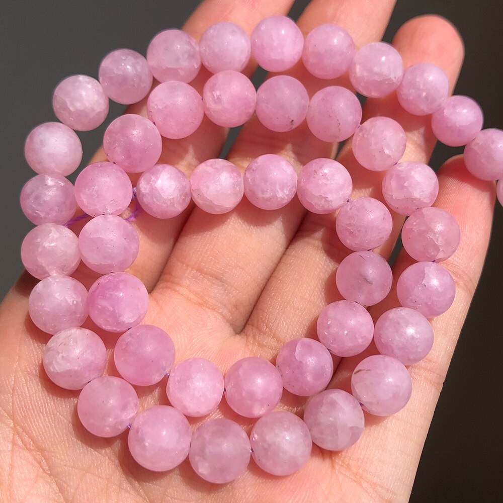 Matte Blue Pink Jades Beads Natural Stone Frost Round