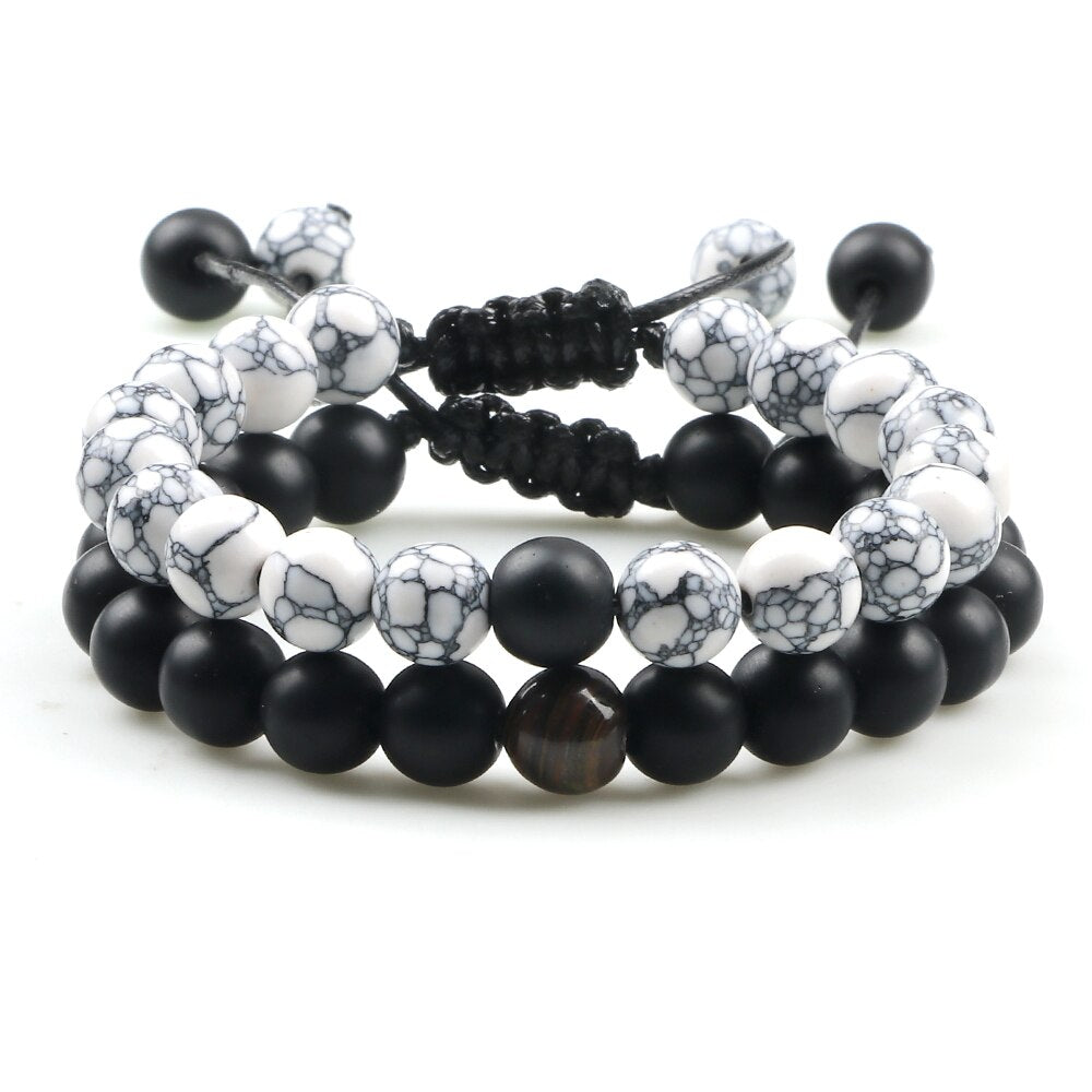 Adjustable Braided Natural Stone Beads Bracelets