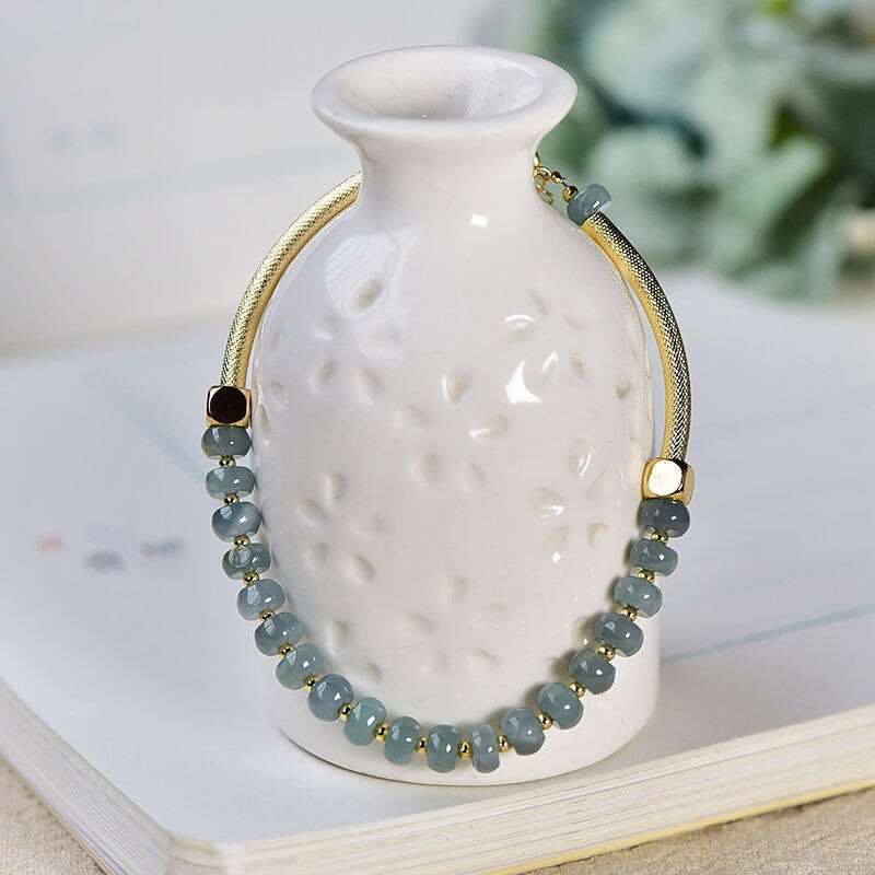 Natural Stone Abacus Beads Bracelet Jade Bangle