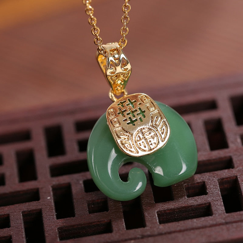 Vintage White Hetian Jade Elephant Pendant