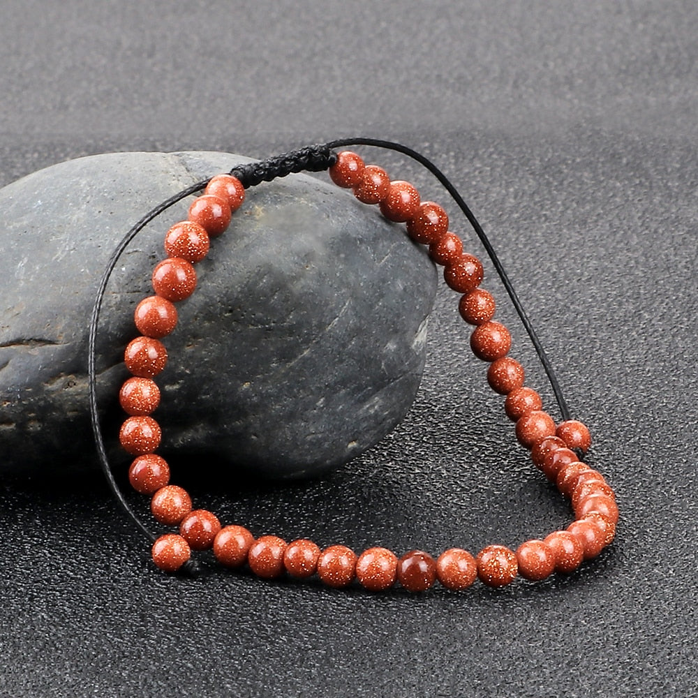 Natural Stone Round Beads Bracelet Minimalism