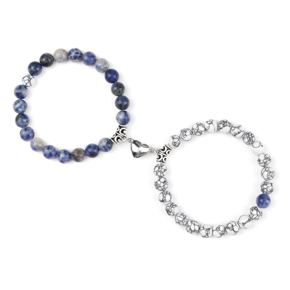 Stone Beads Bracelet for Lovers Heart Magnet Attraction
