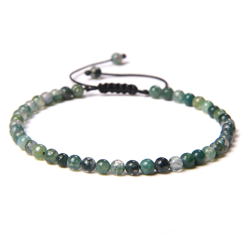 4mm Natural Stone Beads Braided Bracelet Labradorite