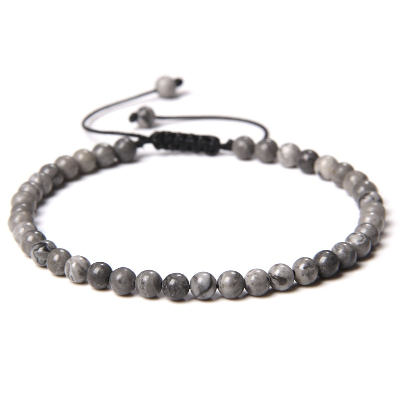 4mm Natural Stone Beads Braided Bracelet Labradorite