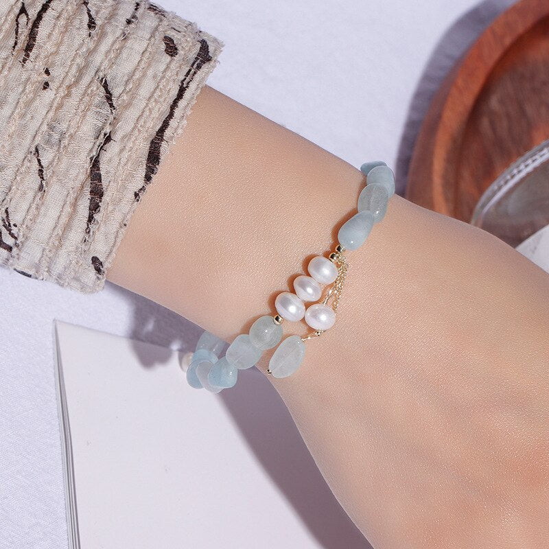 Irregular Natural Jade Beads Bracelet Bangle