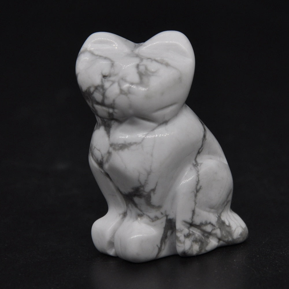 Cat Statue Natural Gemstone Carving Healing