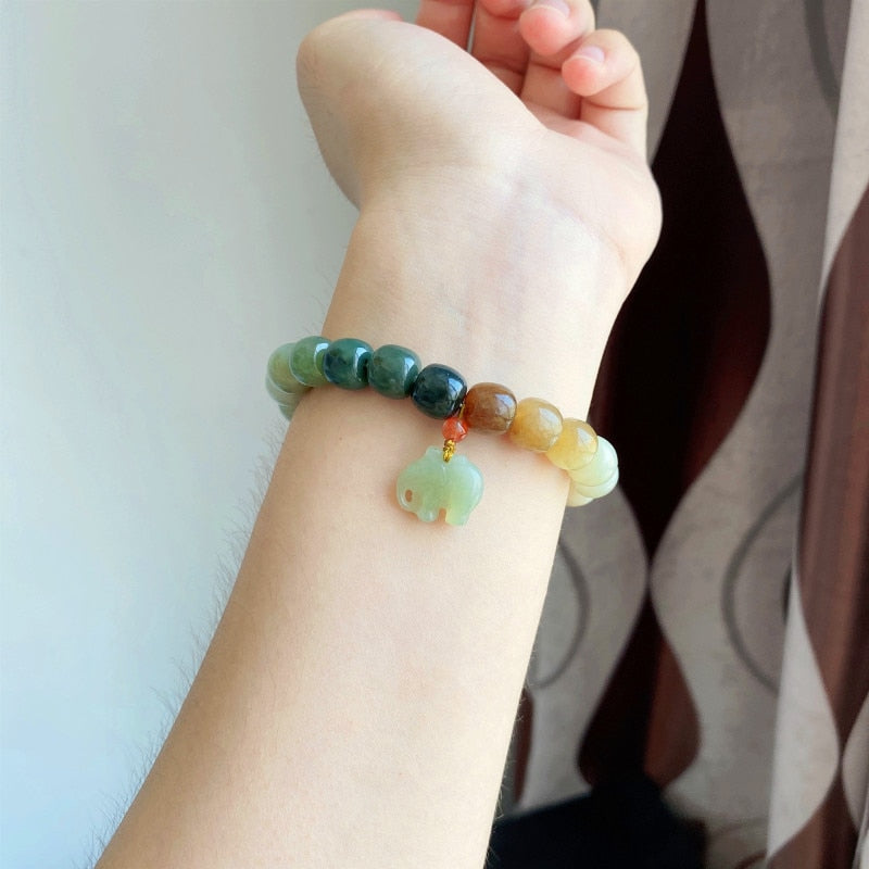 Natural Stone Hetian Jade Beaded Bracelet