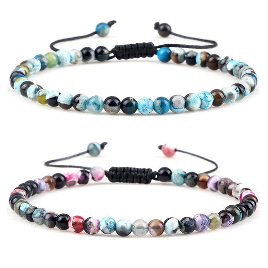 Mini Beads Bracelets for Women Men Round Agates