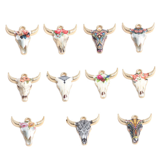 Cow Charms Zinc Based Alloy Multicolor Enamel Charms