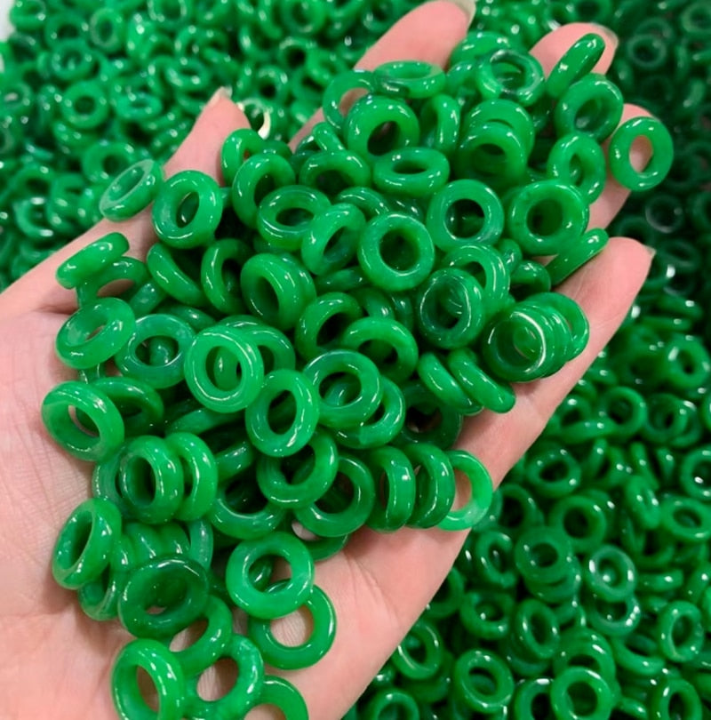 10pc Natural A Green Jade Doughnut 13mm Beads