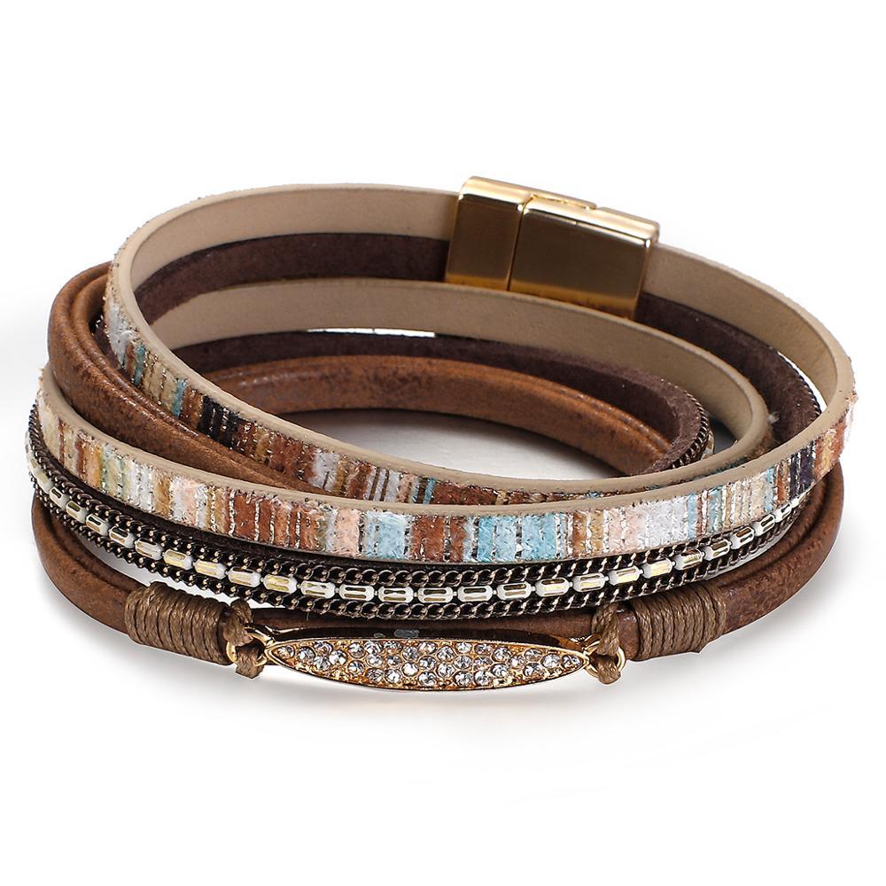 Simple Stripe Leather Bracelet for Women Bohemian