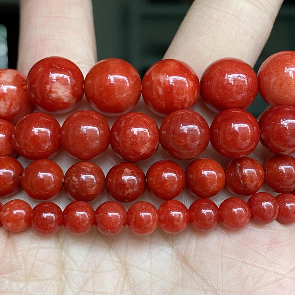 Natural Stone Red Coral Jades Beads For Jewelry