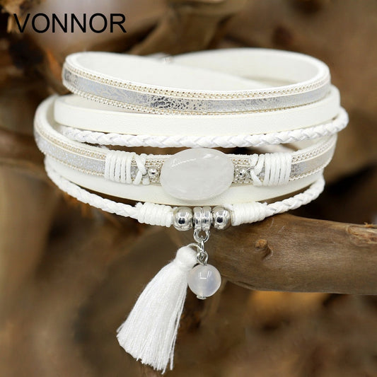 Women's Bracelet Jewelry Multi-Layer Leather Winding