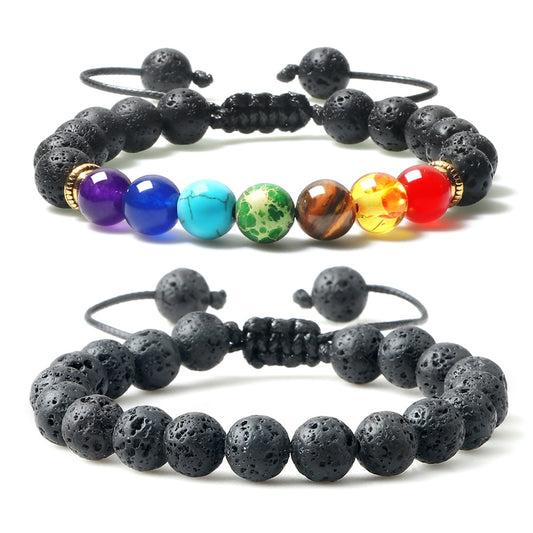 Natural Volcanic Rock Stone Men Bracelets