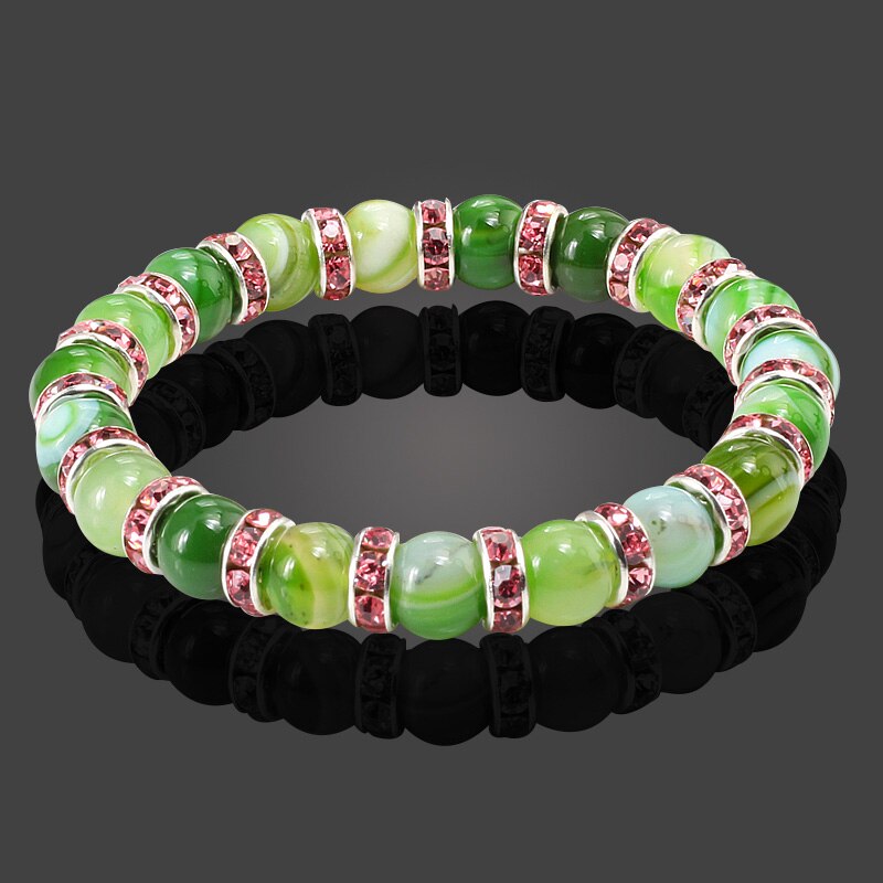 Round Beads Bracelets  Bangles Women Crystal