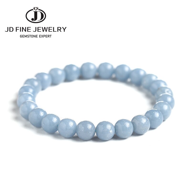 JD Natural Stone Blue Angelite Angel Bracelet