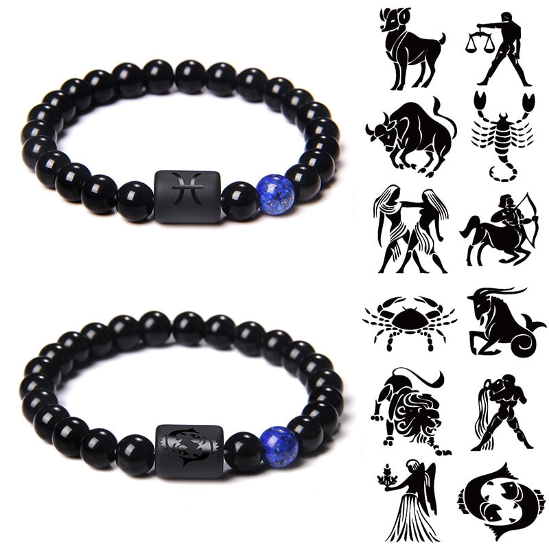 12 Constellation Zodiac Signs Beads Couples Bracelet