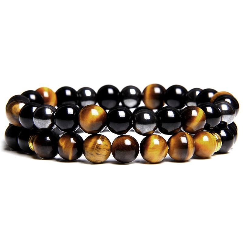 Bracelets Beads Natural Stone Black Onyx Tiger Eye