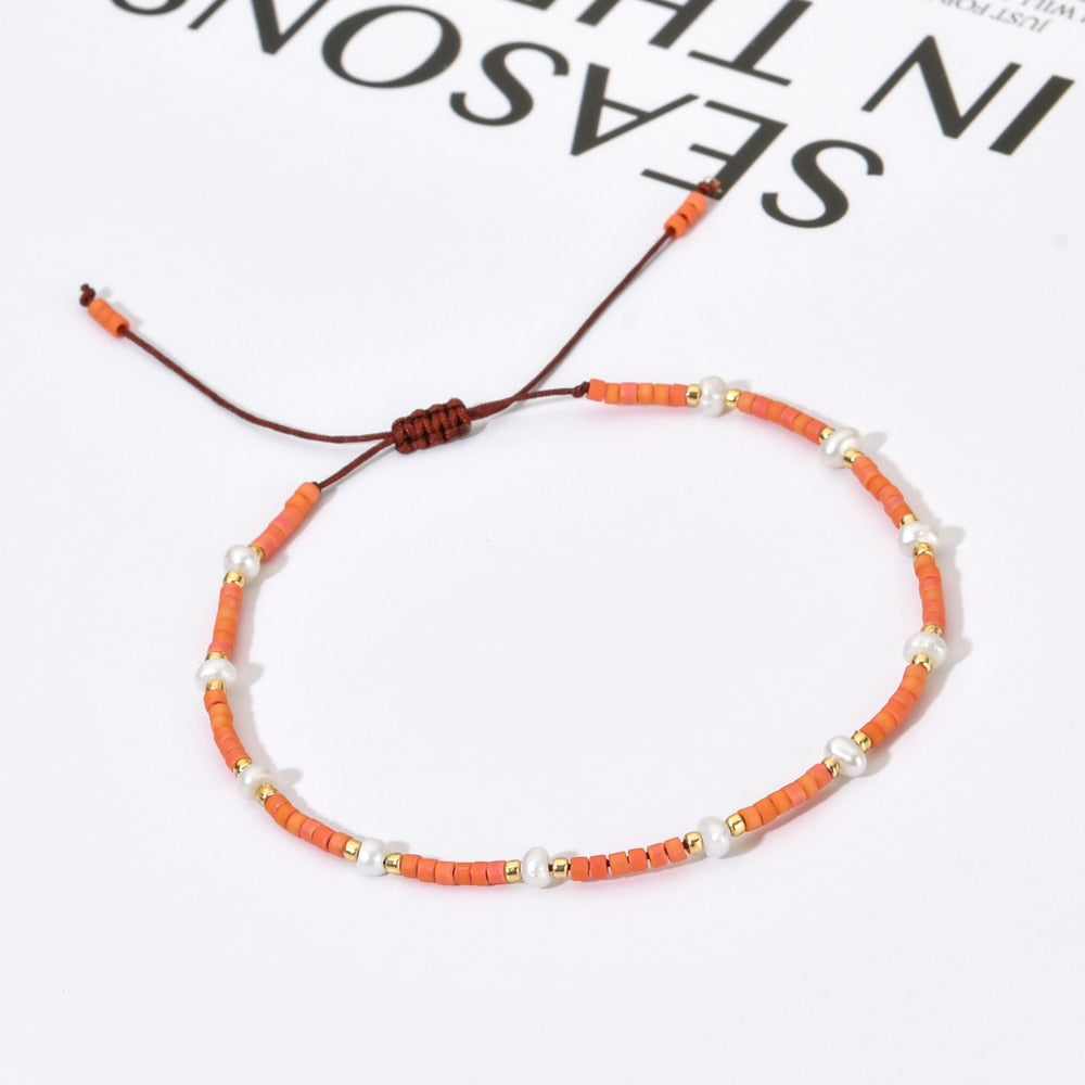 Boho Thin Small Natural Pearl MIYUKI Beads Bracelet