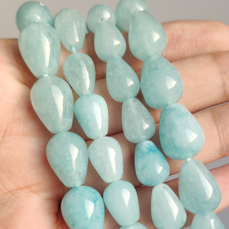 Jades Angelite Amazonite Waterdrop Shape Loose Beads