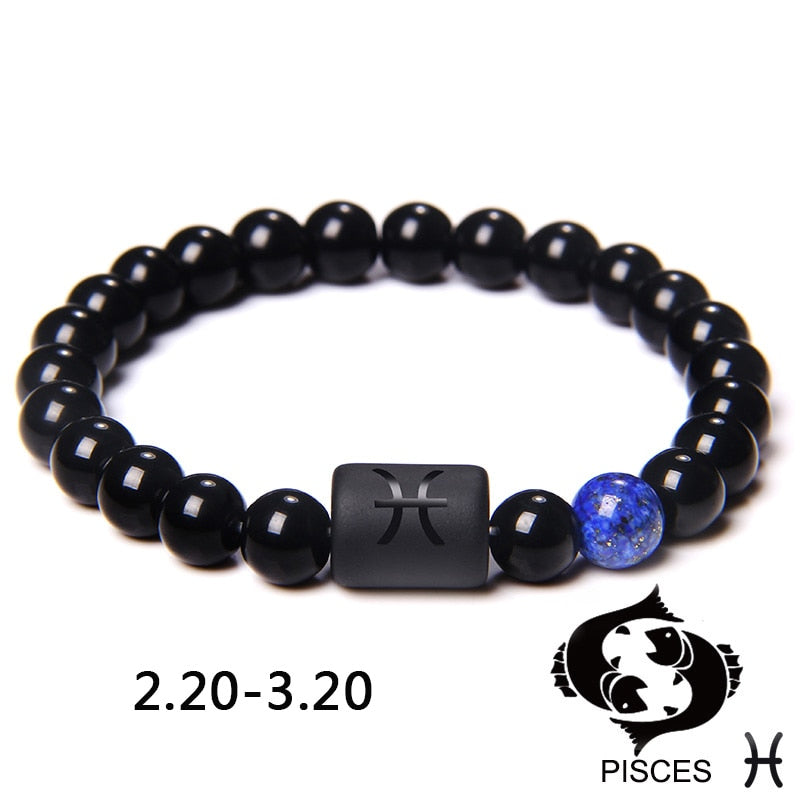 12 Zodiac Signs Couples Bracelet Natural Stone