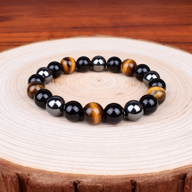 Tiger Eye & Hematite Bracelets Natural Obsidian Beads