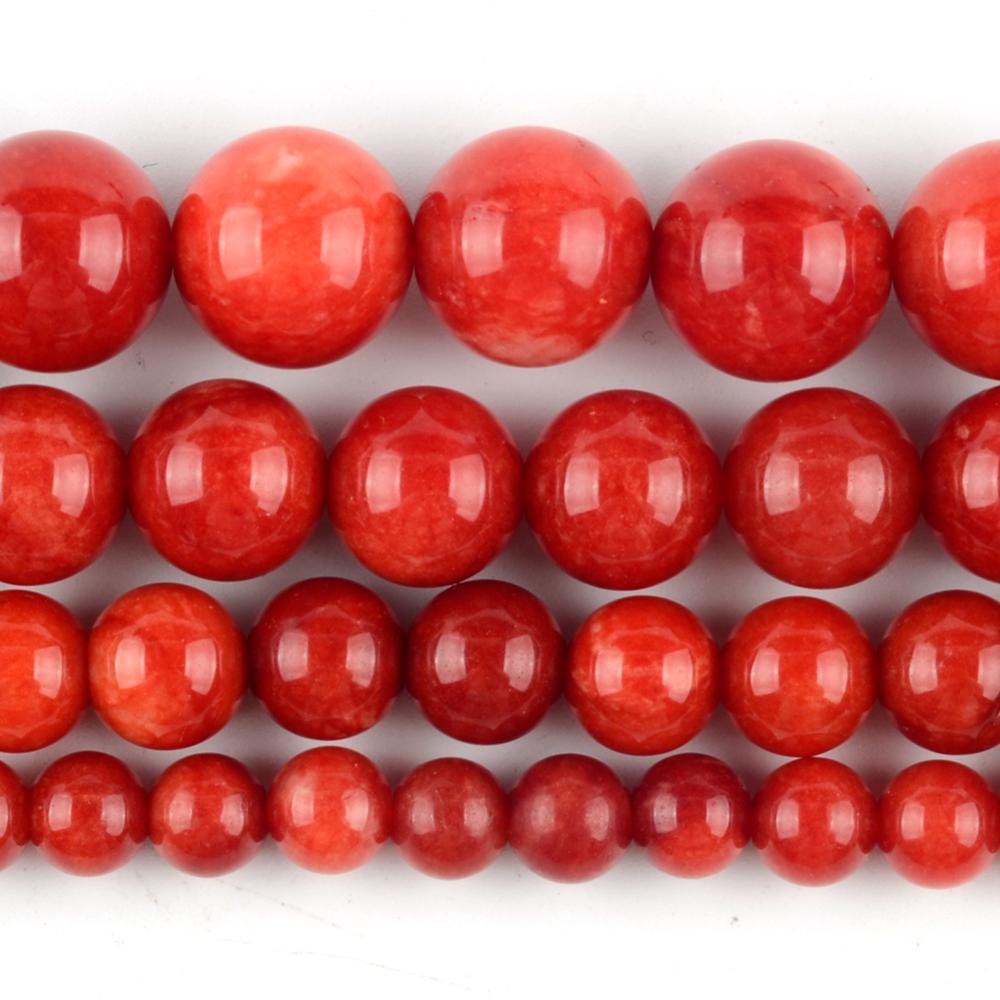 Natural Stone Red Coral Jades Beads For Jewelry