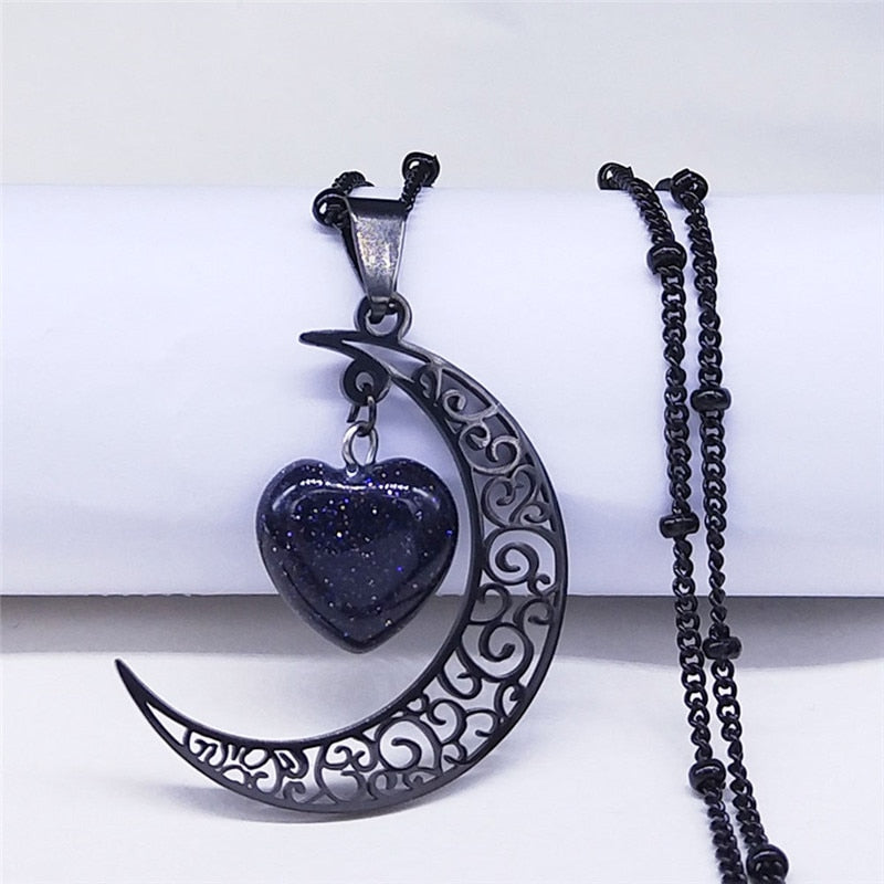 Black Color Stainless Steel Natural Stone Charm