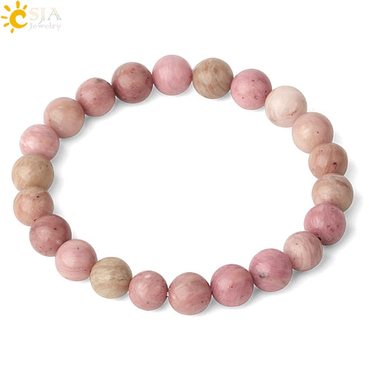 Natural Stones Strand Bracelets Single Color