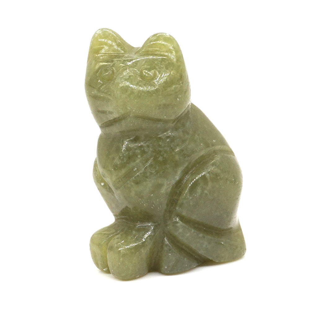 Cat Statue Natural Gemstone Carving Healing