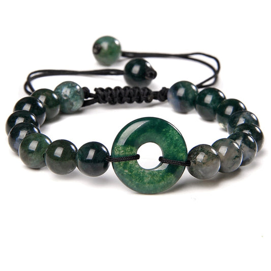 Lucky Jad Bracelets Men Natural Moss Bracelet