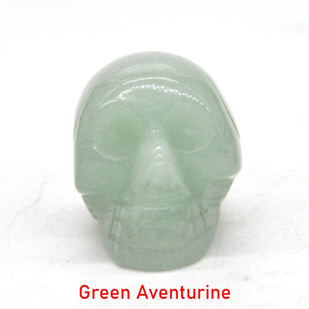 Skull Statue Natural Stone Carved Decoration Healing