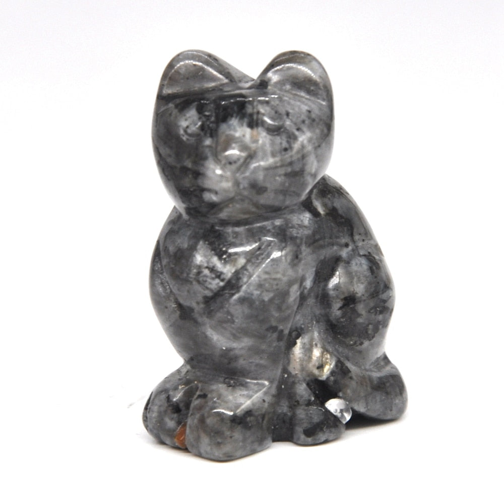 Cat Statue Natural Gemstone Carving Healing