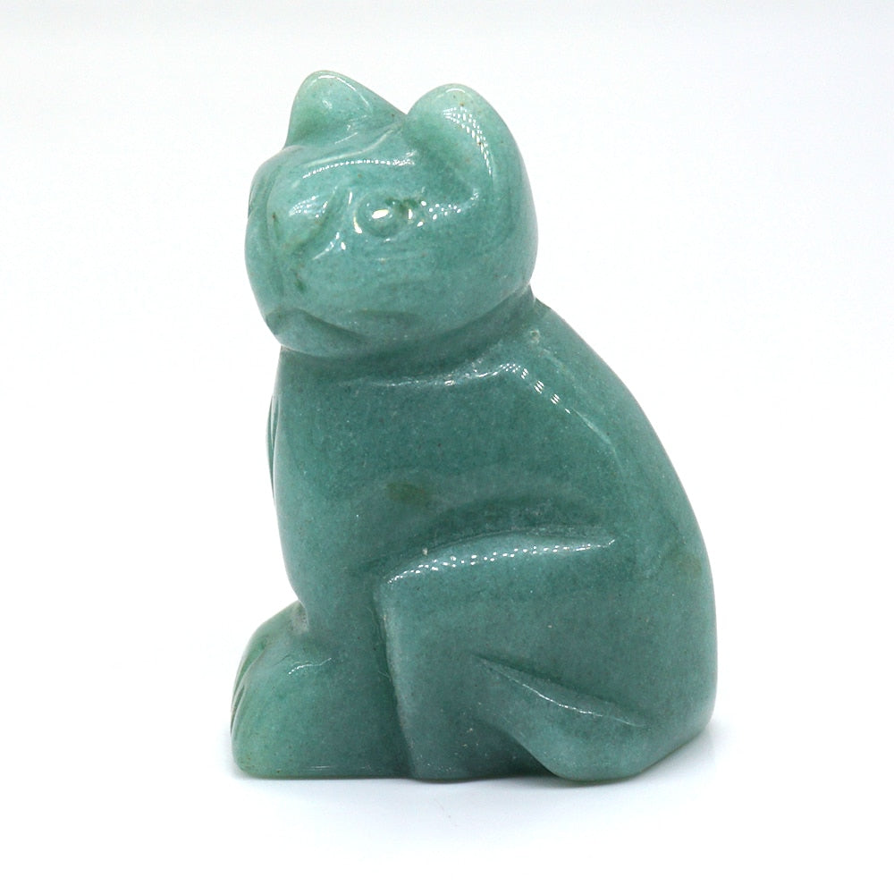 Cat Statue Natural Gemstone Carving Healing