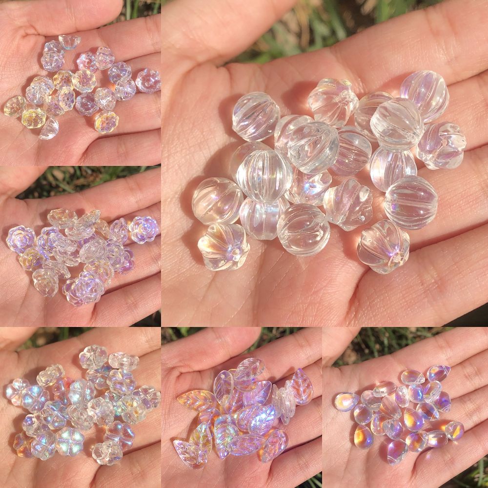 Crystal beads AB Color Glass Star Heart Leaves beads