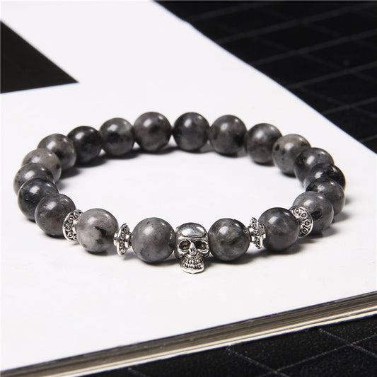 Natural Black Labradorite Stone Beads Bracelet