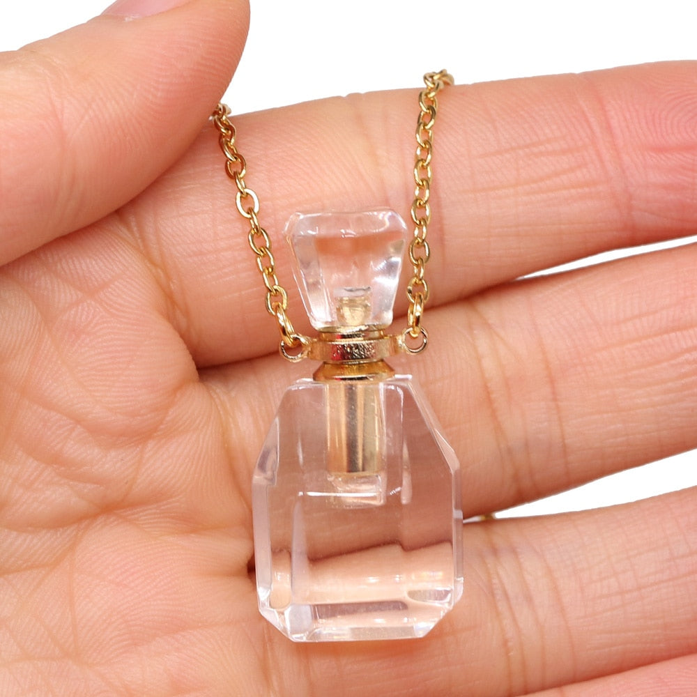 Crystal Perfume Bottle Jewelry Necklace Amethysts