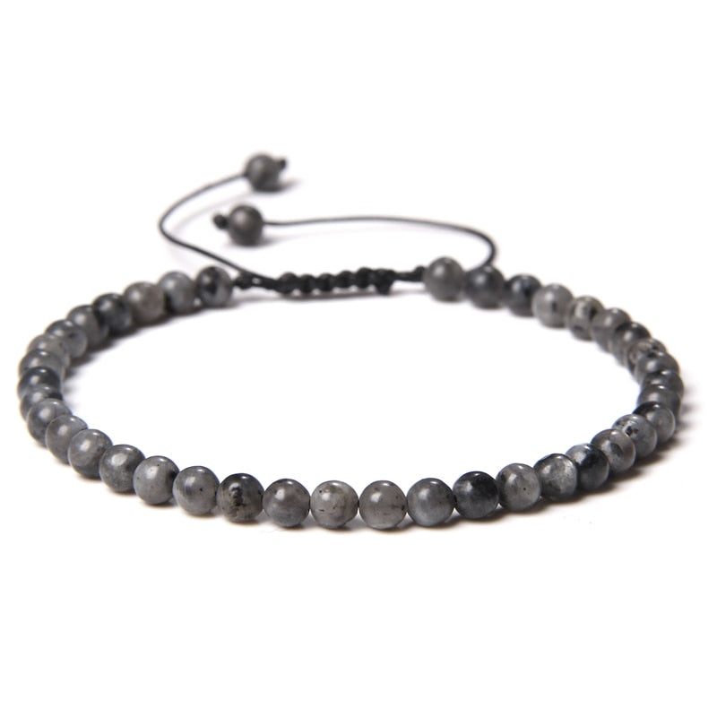4mm Natural Stone Beads Braided Bracelet Labradorite