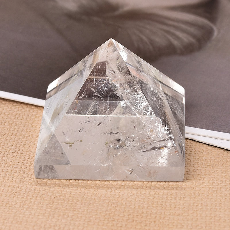 Natural Crystal Clear Quartz Pyramid Healing Stone