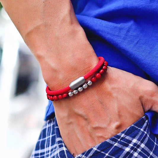 Bracelet Homme Lucky Red Thread Magnet Tiger Eye