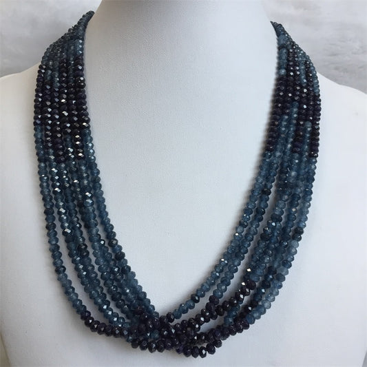 Double Blue Sapphire Chain Necklace