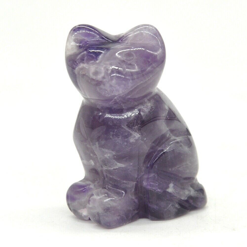 Cat Statue Natural Gemstone Carving Healing