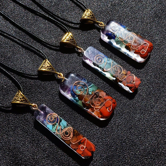 Healing 7 Chakra Orgone Crystal Energy Necklaces