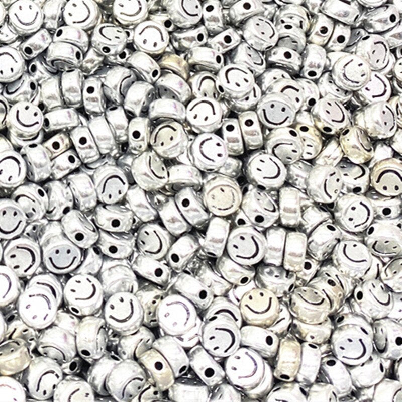 Oval Shape Acrylic Spaced Beads Smile Face Beads